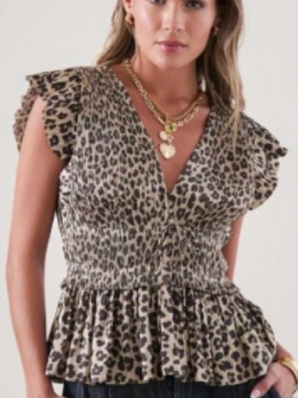 Current Air satin leopard peplum top
